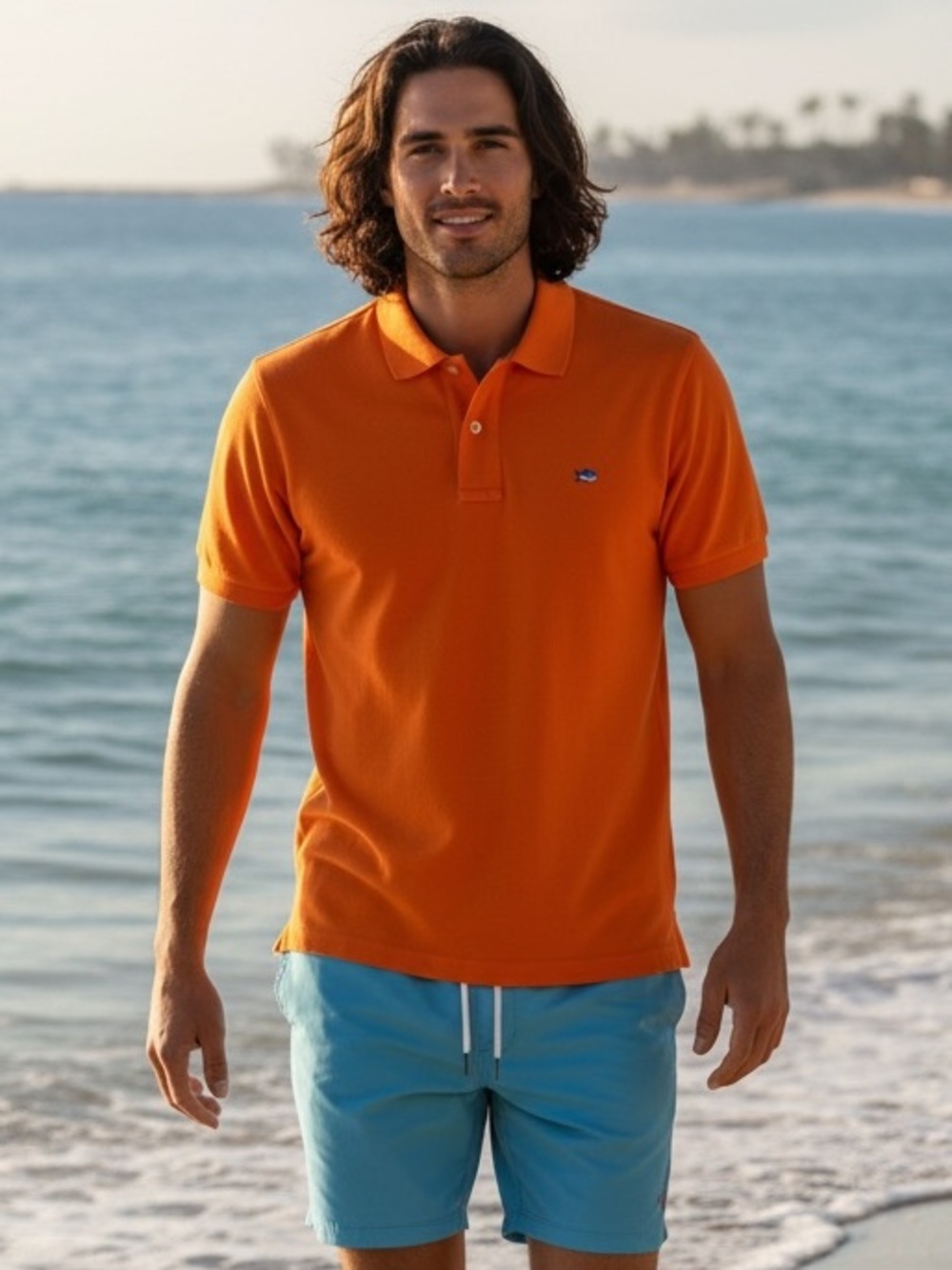 Southern Tide Skipjack Polo Shirt |Men’s-Small |Orange | Classic Fit 100% Cotton